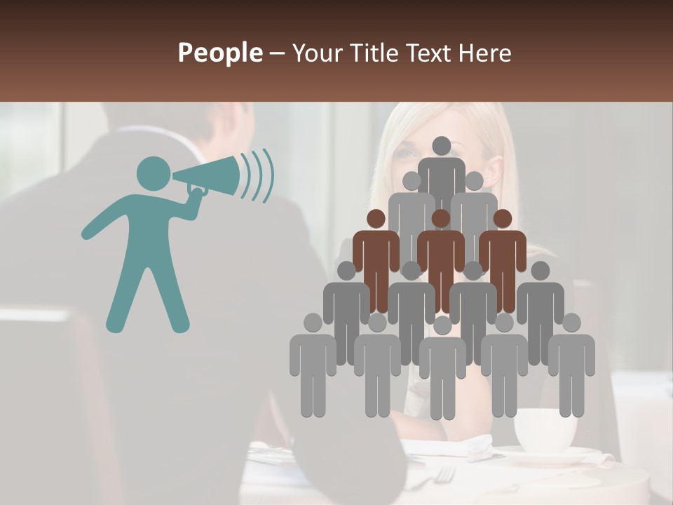 A Man And Woman Sitting At A Table Talking PowerPoint Template