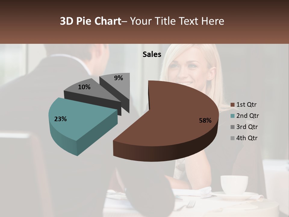 A Man And Woman Sitting At A Table Talking PowerPoint Template