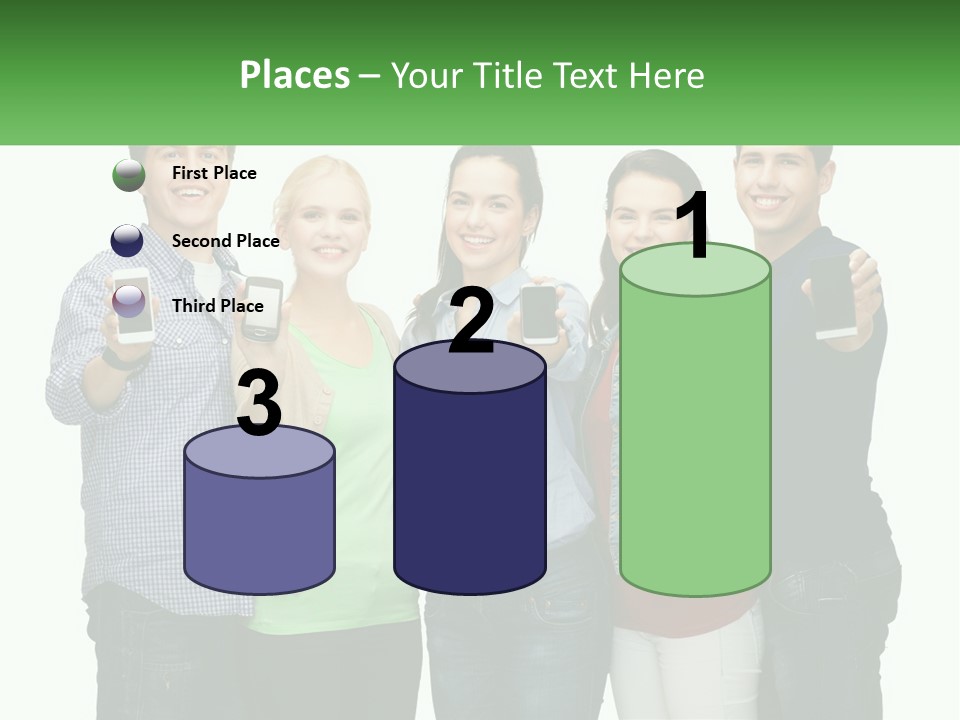 A Group Of People Holding Up Cell Phones PowerPoint Template