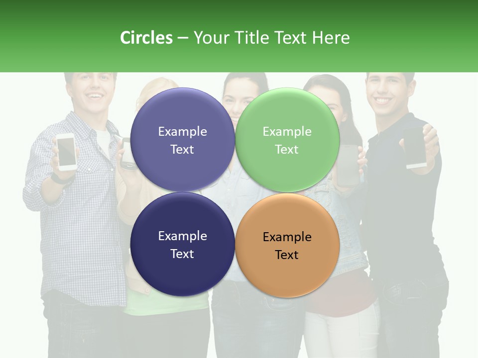 A Group Of People Holding Up Cell Phones PowerPoint Template