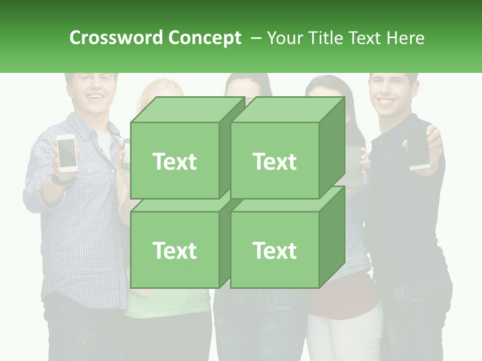 A Group Of People Holding Up Cell Phones PowerPoint Template