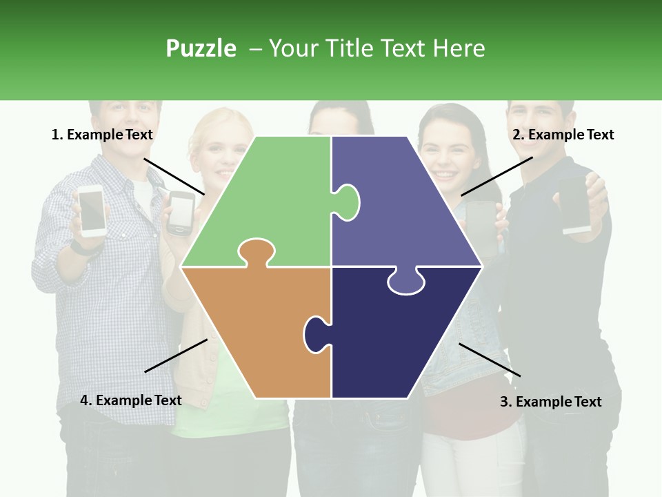 A Group Of People Holding Up Cell Phones PowerPoint Template