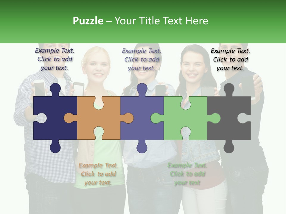 A Group Of People Holding Up Cell Phones PowerPoint Template