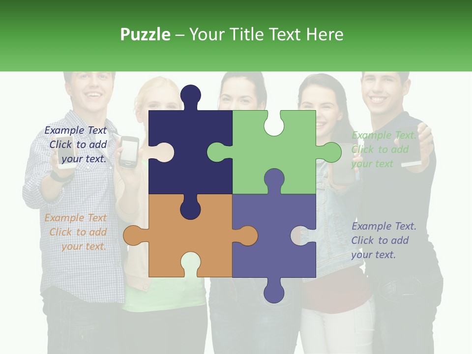 A Group Of People Holding Up Cell Phones PowerPoint Template