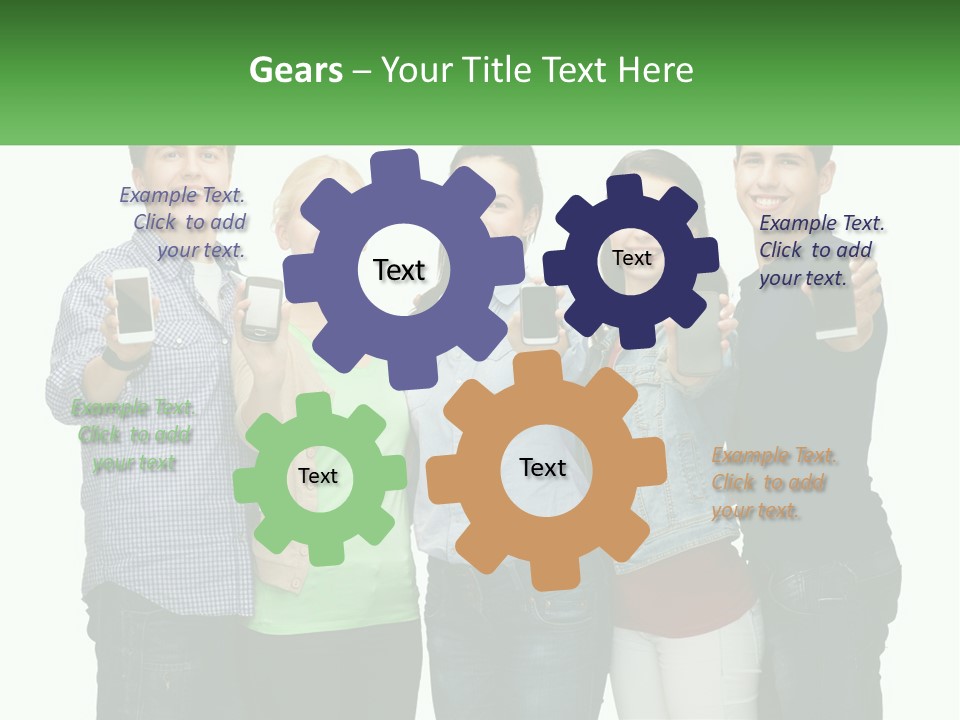 A Group Of People Holding Up Cell Phones PowerPoint Template