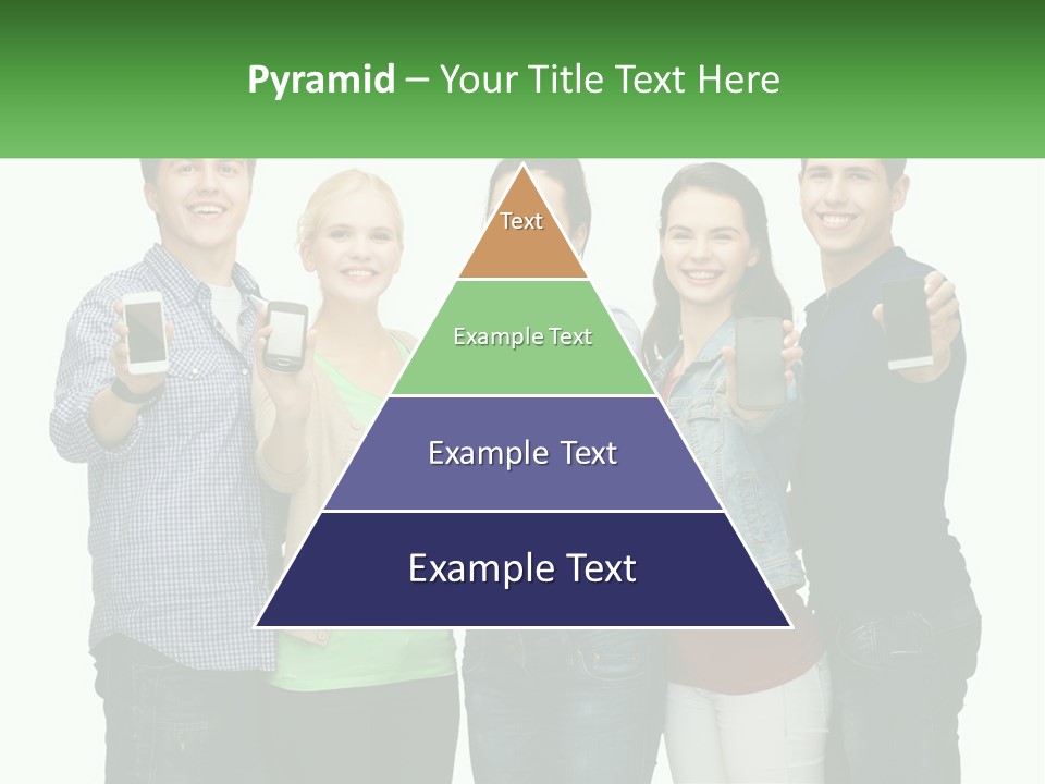 A Group Of People Holding Up Cell Phones PowerPoint Template