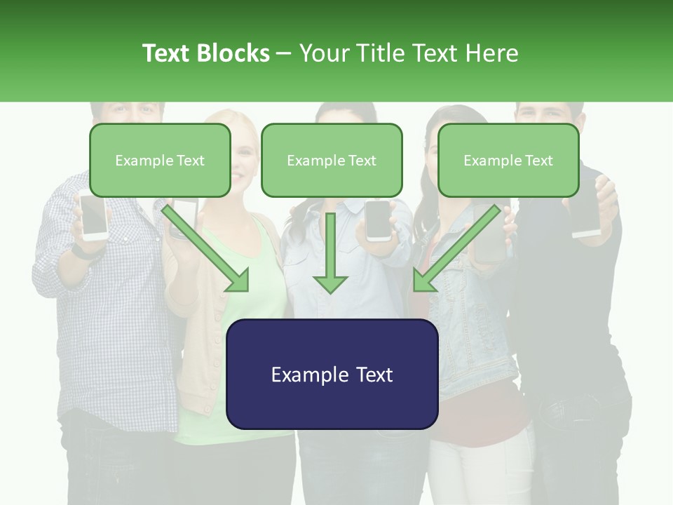 A Group Of People Holding Up Cell Phones PowerPoint Template