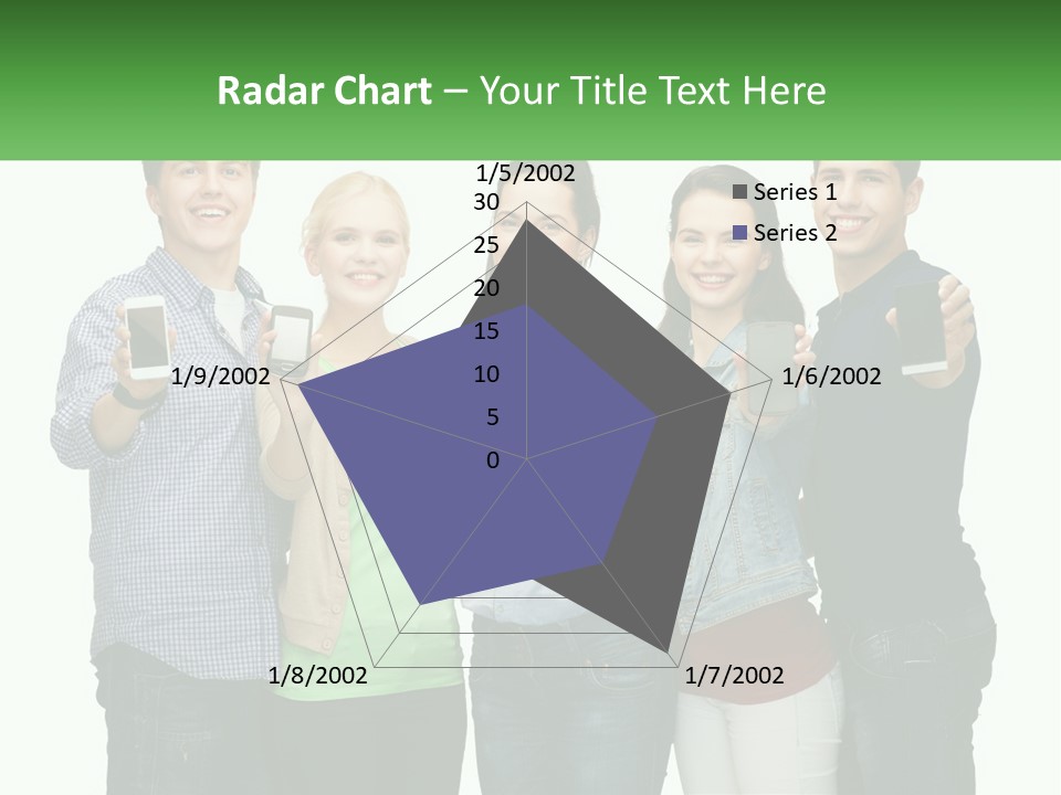 A Group Of People Holding Up Cell Phones PowerPoint Template