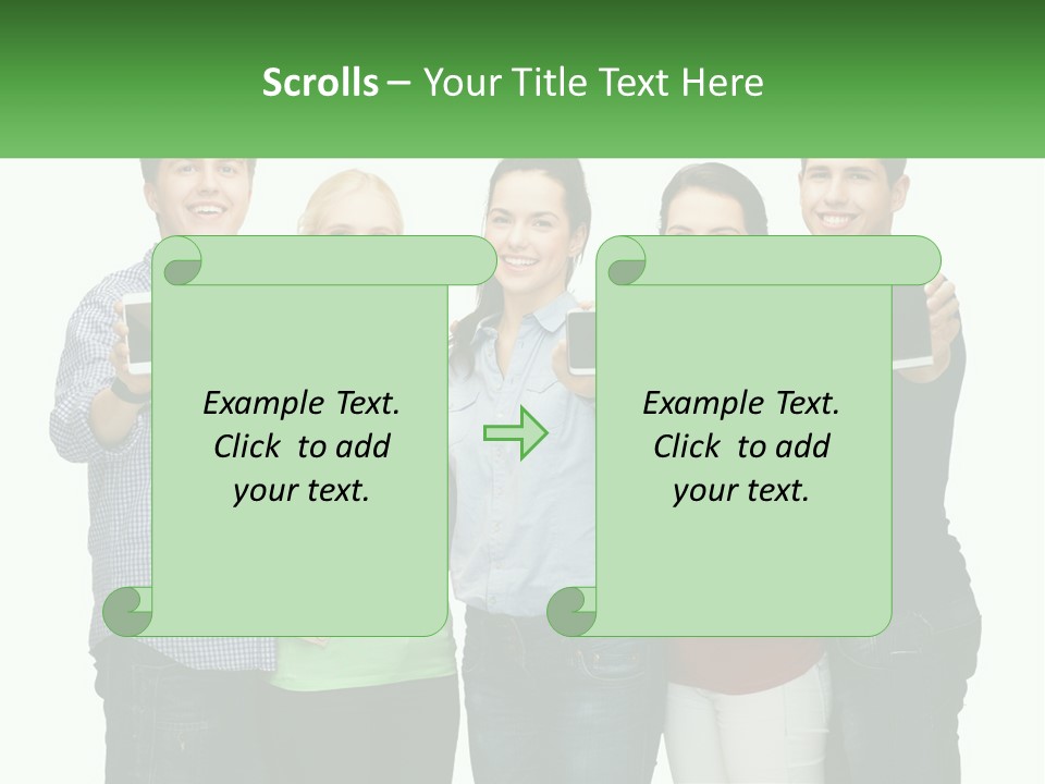 A Group Of People Holding Up Cell Phones PowerPoint Template