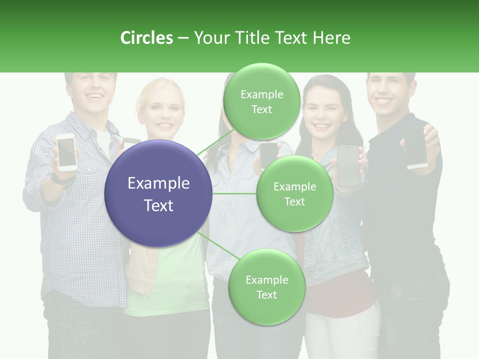 A Group Of People Holding Up Cell Phones PowerPoint Template