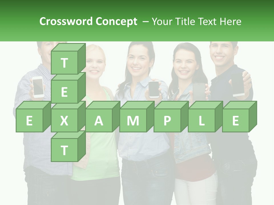 A Group Of People Holding Up Cell Phones PowerPoint Template