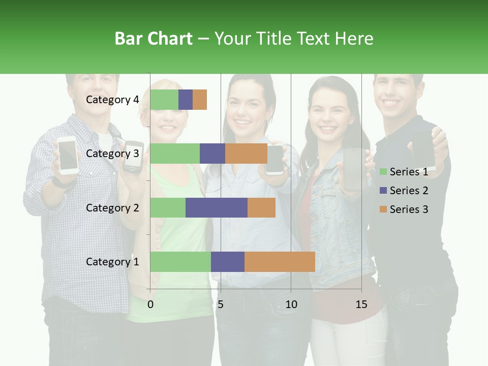 A Group Of People Holding Up Cell Phones PowerPoint Template