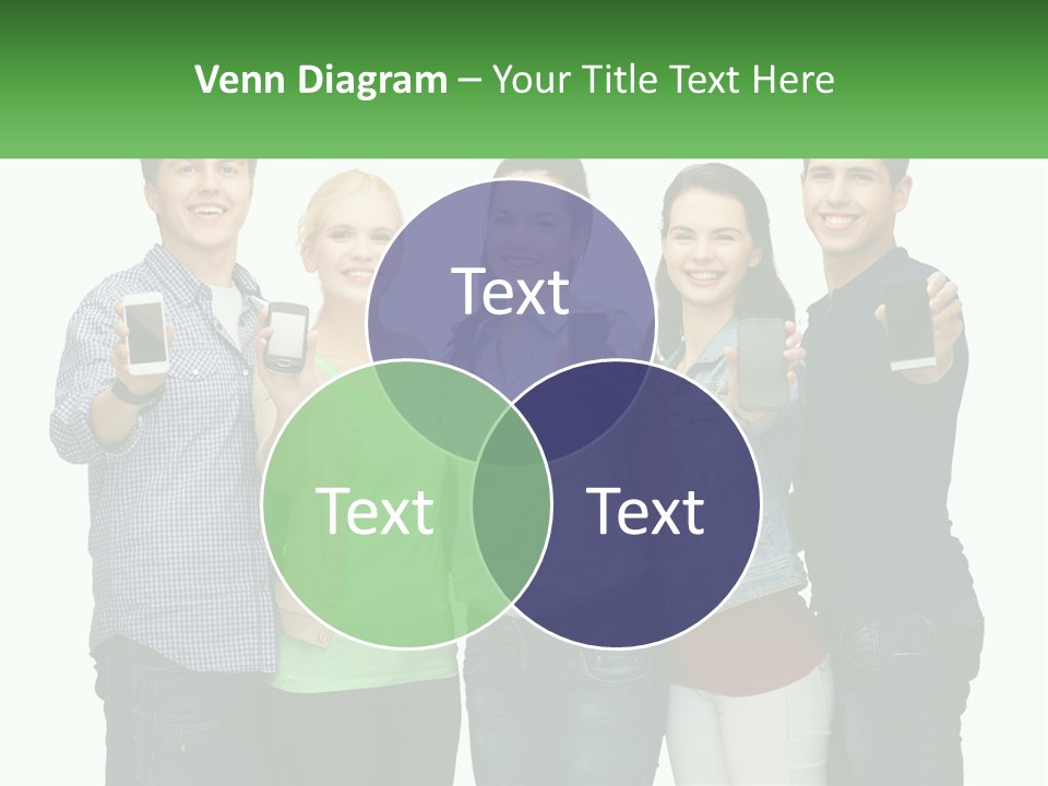 A Group Of People Holding Up Cell Phones PowerPoint Template