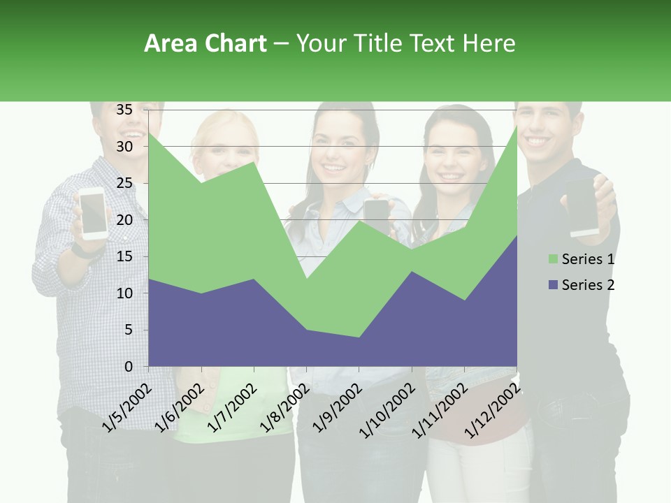 A Group Of People Holding Up Cell Phones PowerPoint Template