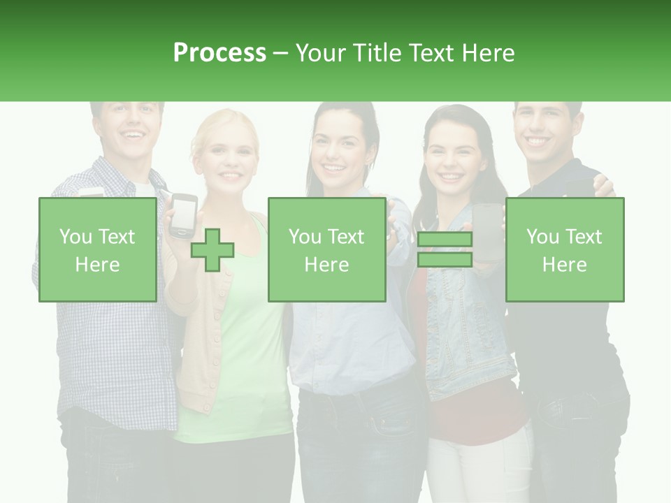 A Group Of People Holding Up Cell Phones PowerPoint Template