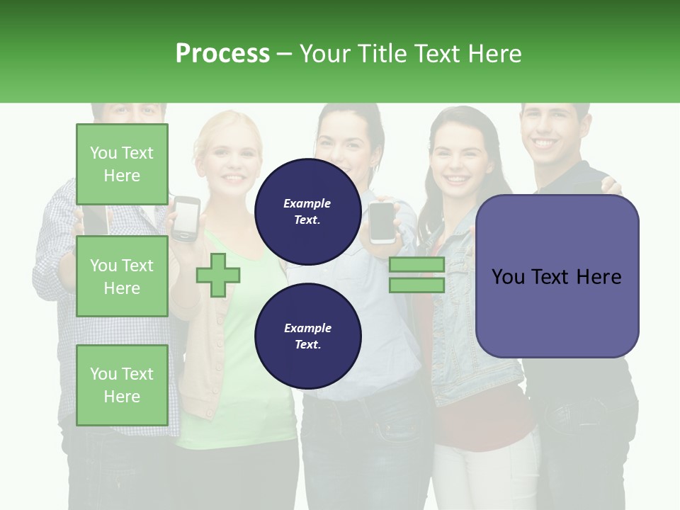 A Group Of People Holding Up Cell Phones PowerPoint Template