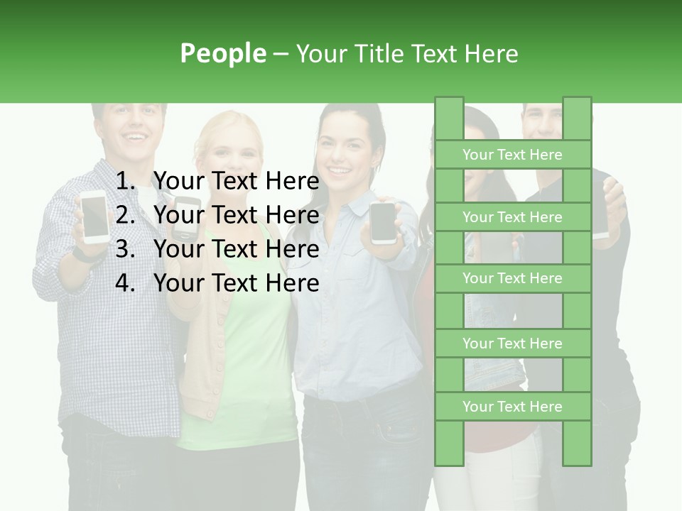 A Group Of People Holding Up Cell Phones PowerPoint Template