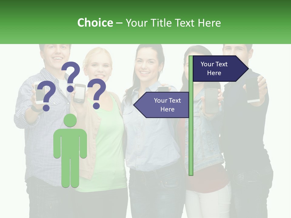A Group Of People Holding Up Cell Phones PowerPoint Template