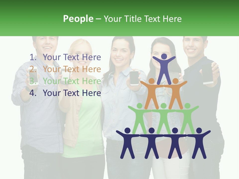 A Group Of People Holding Up Cell Phones PowerPoint Template