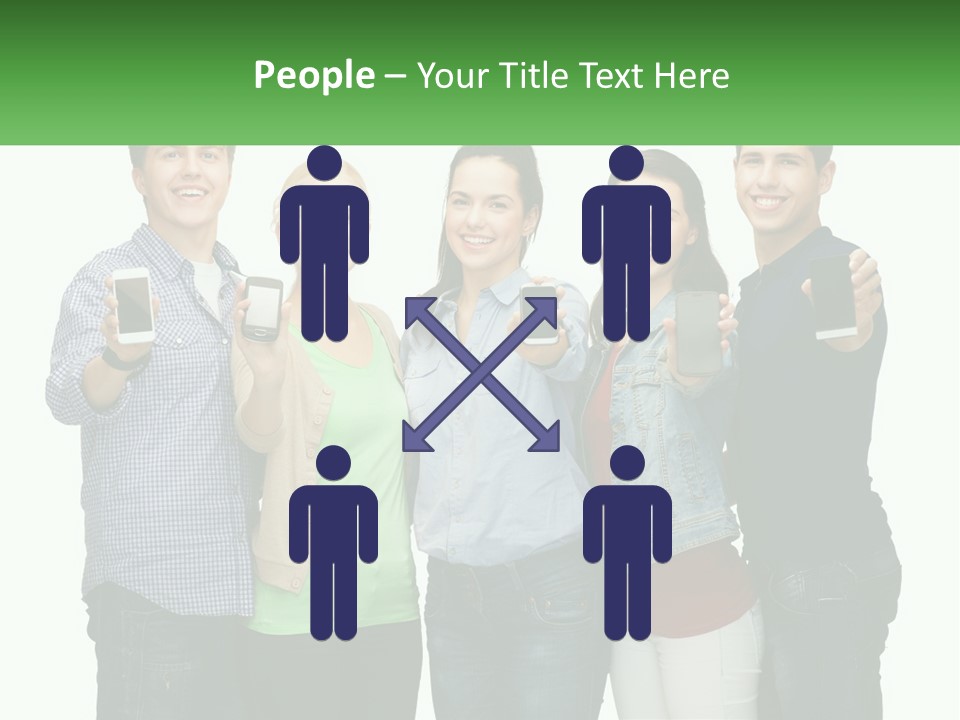 A Group Of People Holding Up Cell Phones PowerPoint Template