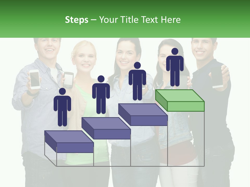 A Group Of People Holding Up Cell Phones PowerPoint Template