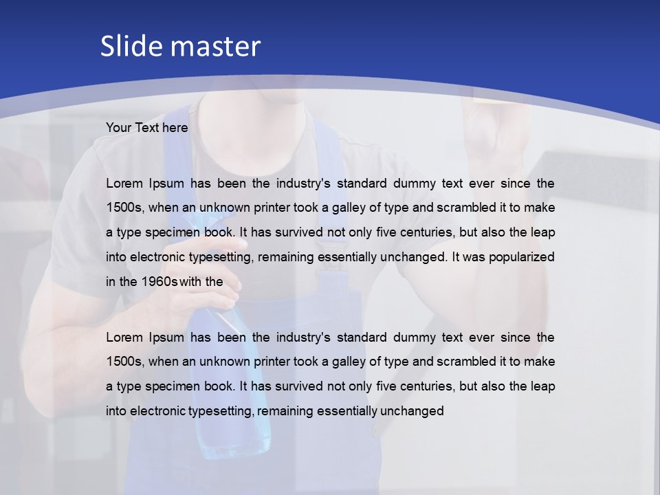 A Man In Overalls Cleaning A Window With A Sponge PowerPoint Template