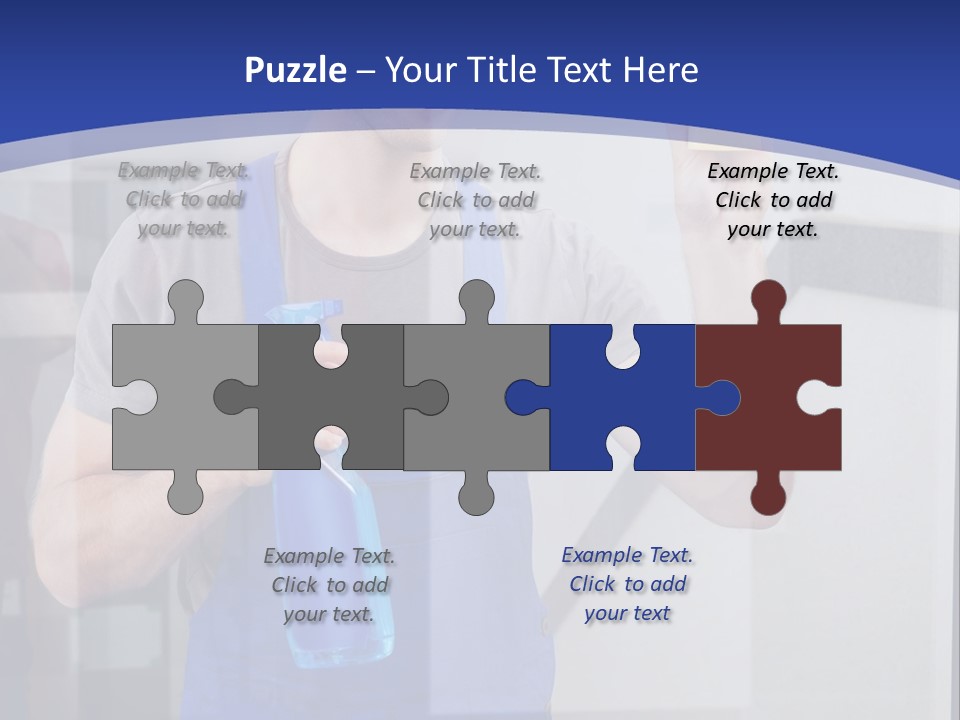 A Man In Overalls Cleaning A Window With A Sponge PowerPoint Template
