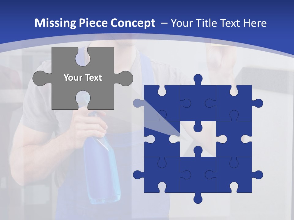 A Man In Overalls Cleaning A Window With A Sponge PowerPoint Template