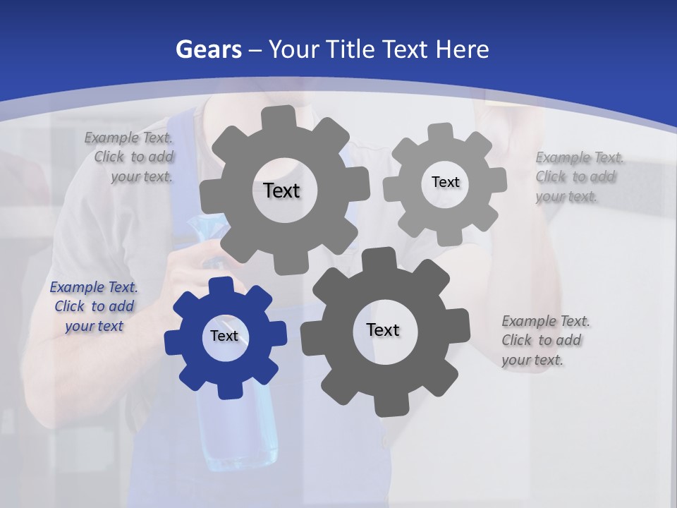 A Man In Overalls Cleaning A Window With A Sponge PowerPoint Template