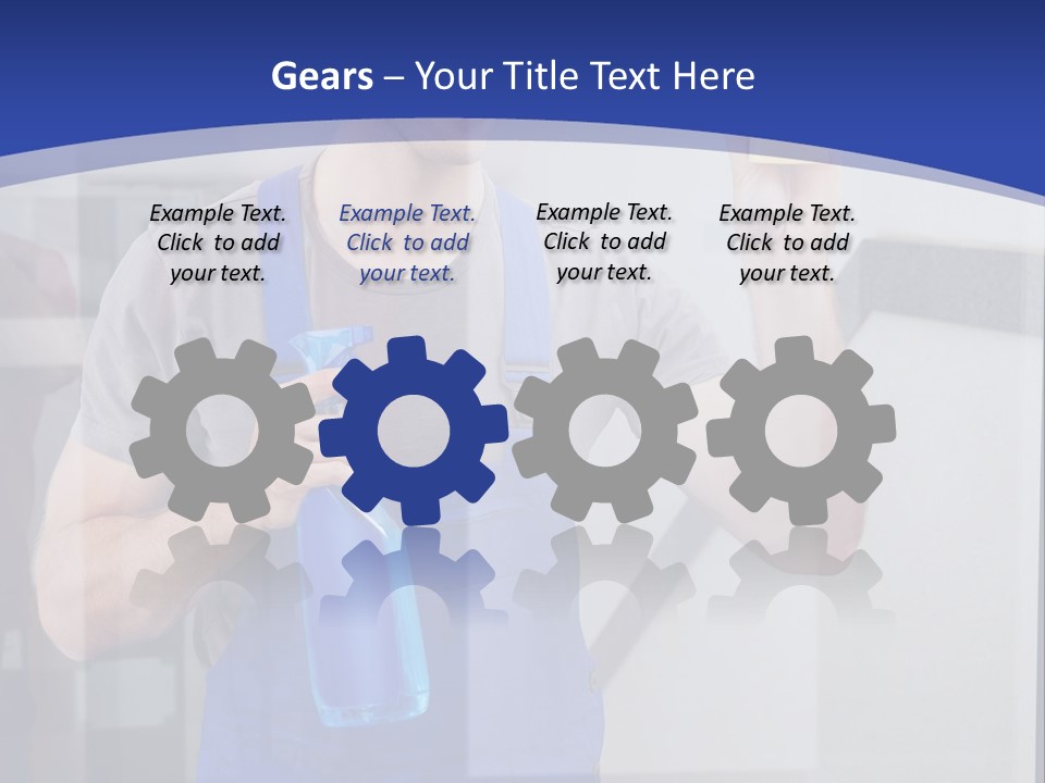 A Man In Overalls Cleaning A Window With A Sponge PowerPoint Template