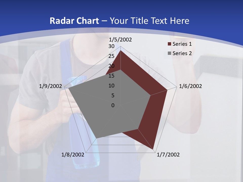 A Man In Overalls Cleaning A Window With A Sponge PowerPoint Template