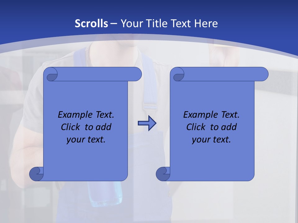 A Man In Overalls Cleaning A Window With A Sponge PowerPoint Template