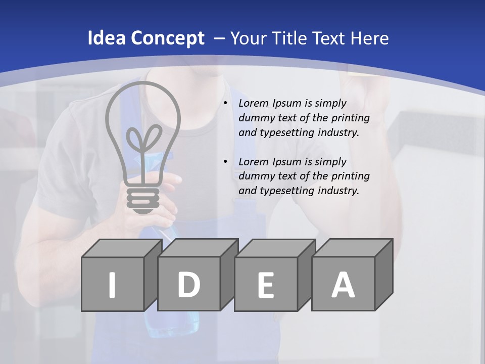 A Man In Overalls Cleaning A Window With A Sponge PowerPoint Template