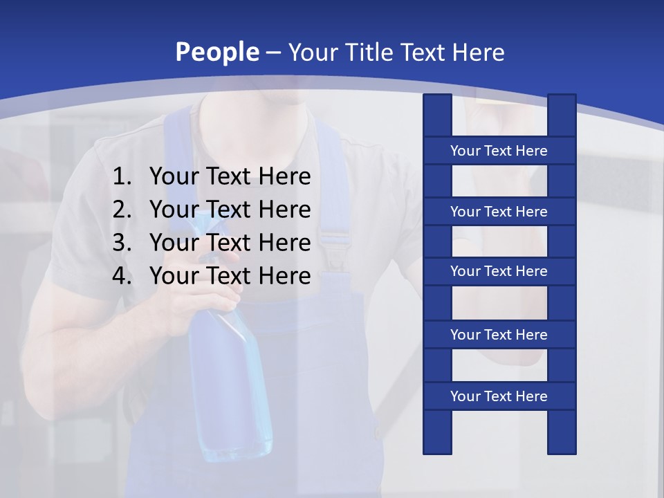 A Man In Overalls Cleaning A Window With A Sponge PowerPoint Template