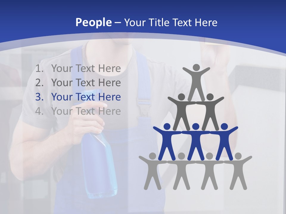 A Man In Overalls Cleaning A Window With A Sponge PowerPoint Template