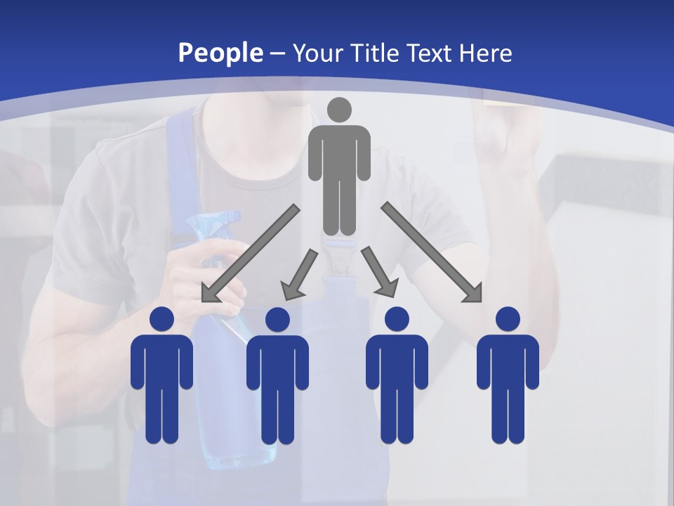 A Man In Overalls Cleaning A Window With A Sponge PowerPoint Template