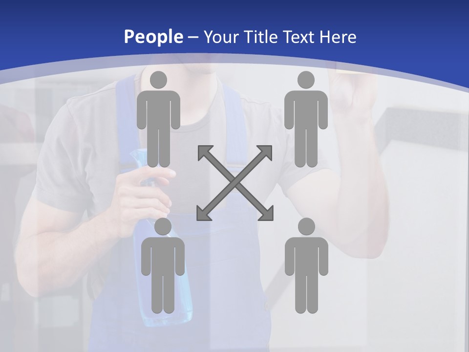 A Man In Overalls Cleaning A Window With A Sponge PowerPoint Template