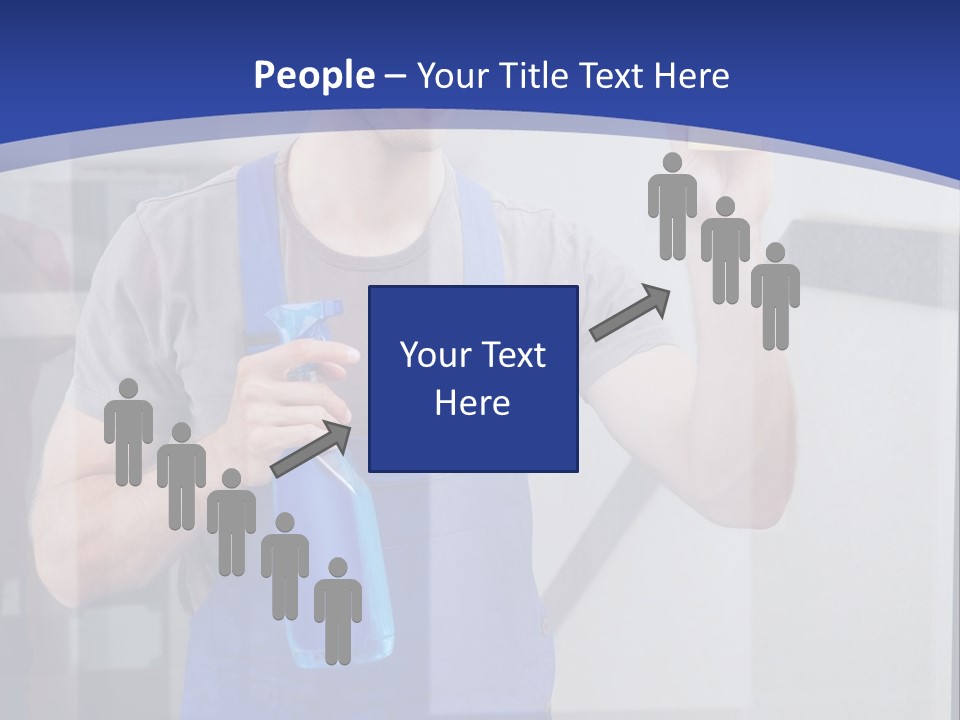 A Man In Overalls Cleaning A Window With A Sponge PowerPoint Template