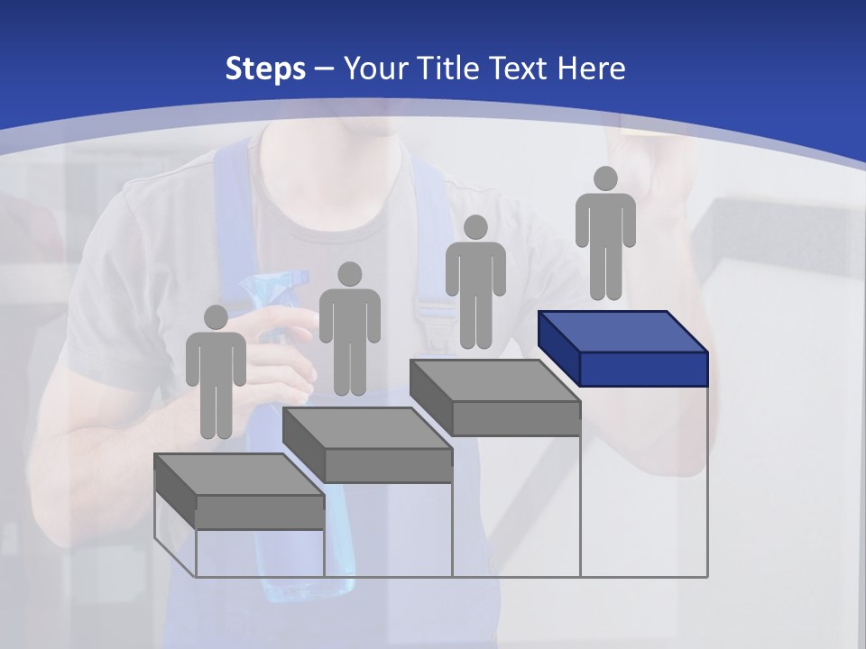 A Man In Overalls Cleaning A Window With A Sponge PowerPoint Template