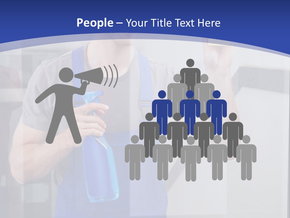 A Man In Overalls Cleaning A Window With A Sponge PowerPoint Template