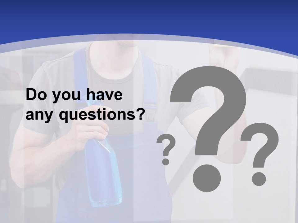 A Man In Overalls Cleaning A Window With A Sponge PowerPoint Template