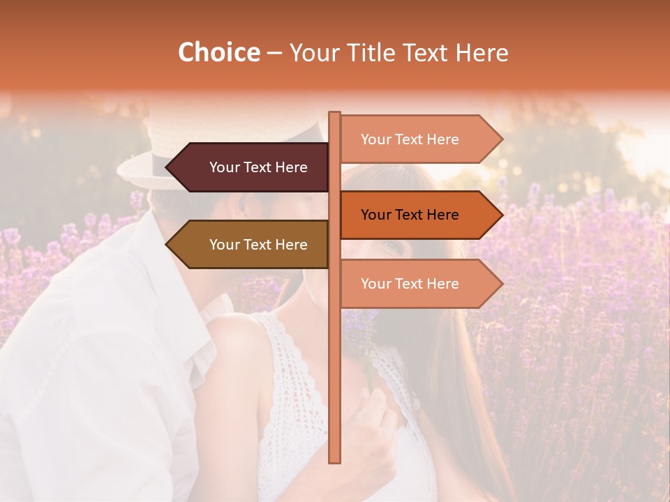 A Man Kissing A Woman In A Field Of Flowers PowerPoint Template