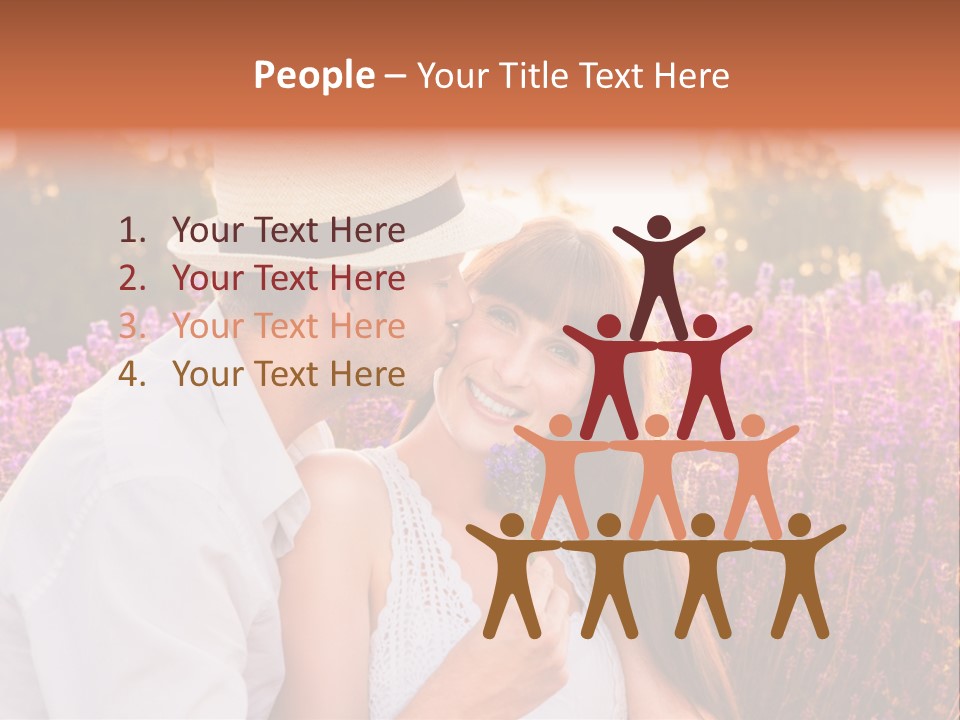 A Man Kissing A Woman In A Field Of Flowers PowerPoint Template