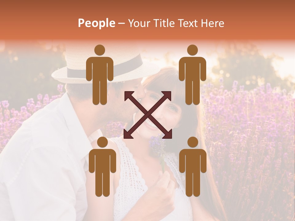 A Man Kissing A Woman In A Field Of Flowers PowerPoint Template