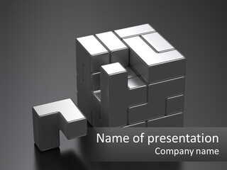 A Gray Cube With White Squares On Top Of It PowerPoint Template