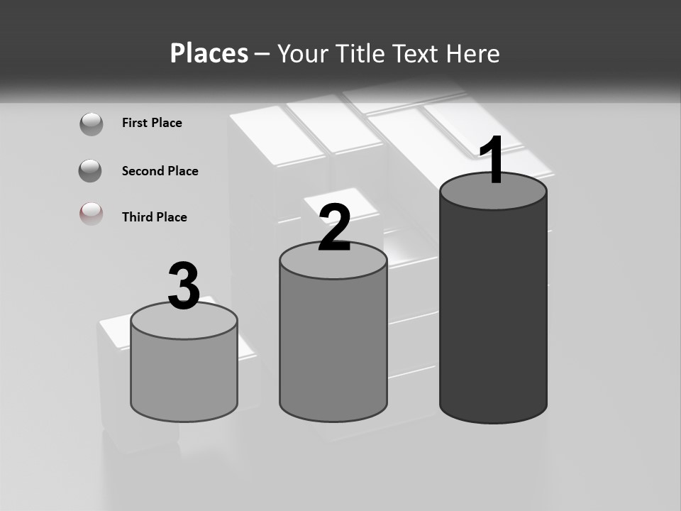 A Gray Cube With White Squares On Top Of It PowerPoint Template