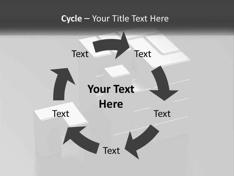 A Gray Cube With White Squares On Top Of It PowerPoint Template