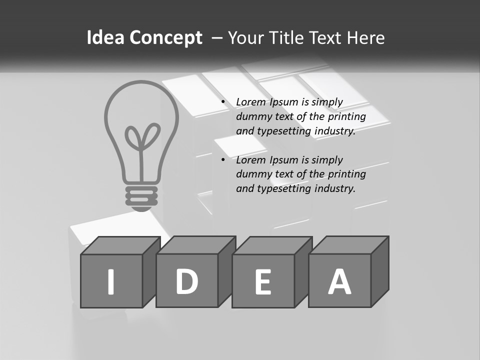 A Gray Cube With White Squares On Top Of It PowerPoint Template