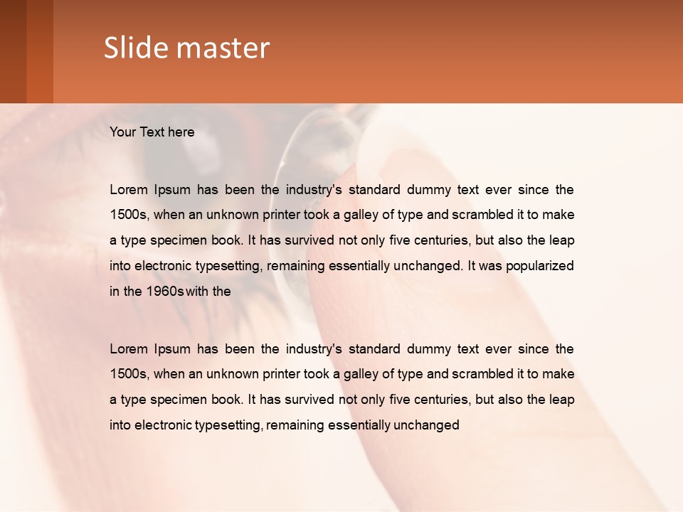 A Person Holding A Contact Lens Up To Their Eye PowerPoint Template