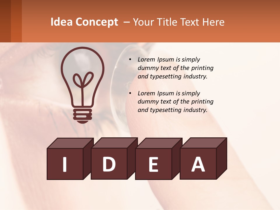 A Person Holding A Contact Lens Up To Their Eye PowerPoint Template